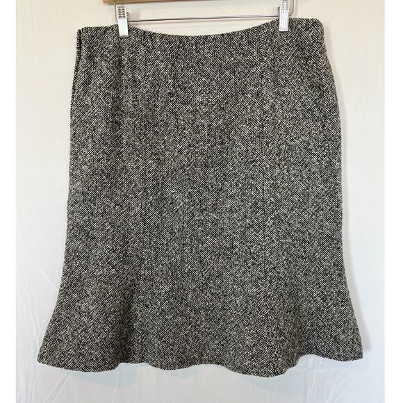 Gap Tweed Y2K Wool Blend Skirt Womens Size 14 Lined Black Side Zip Preppy Retro - Picture 2 of 7
